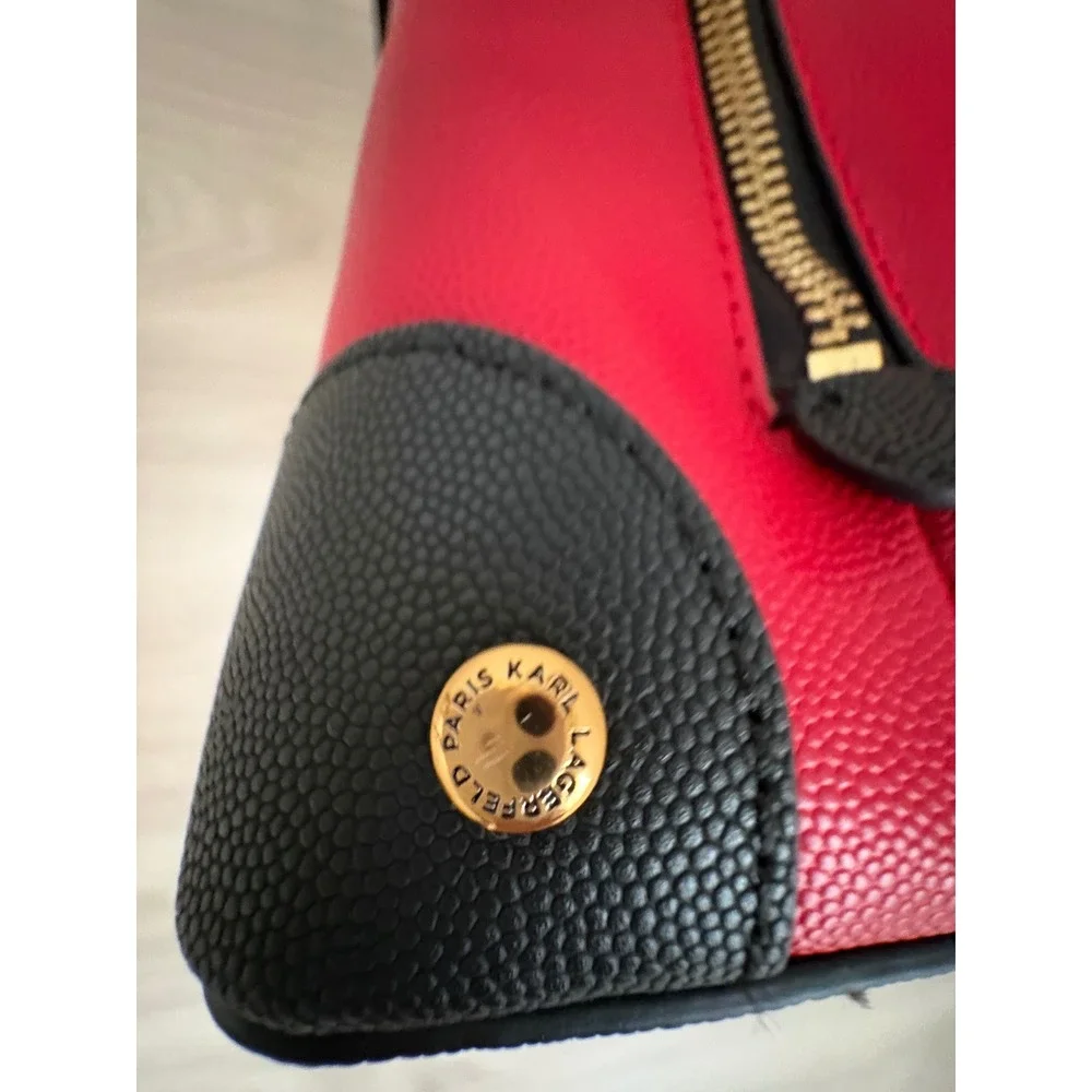 Karl Lagerfeld  Bag Women Paris Tres Chic Red Black Satchel Crossbody Handbag